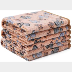 1 PACK 3 BLANKETS FLUFFY PREMIUM FLEECE PET BLANKET FLANNEL PAW PRINTED THROW FOR DOG CAT(MEDIUM 30X20', BROWN)