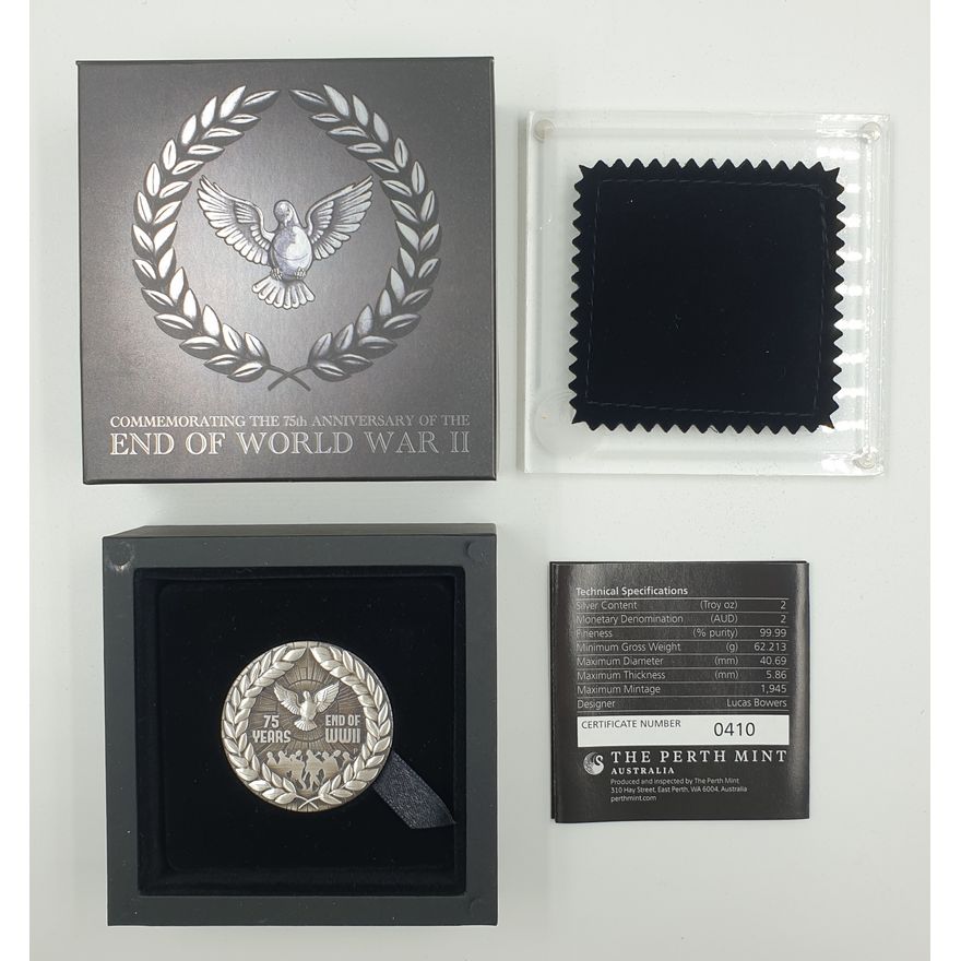 End of WWII 2oz. Silver Proof Coin