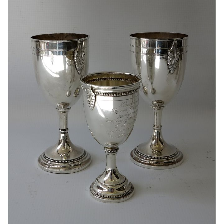 SET OF 3 CONTINENTAL SILVER GOBLETS