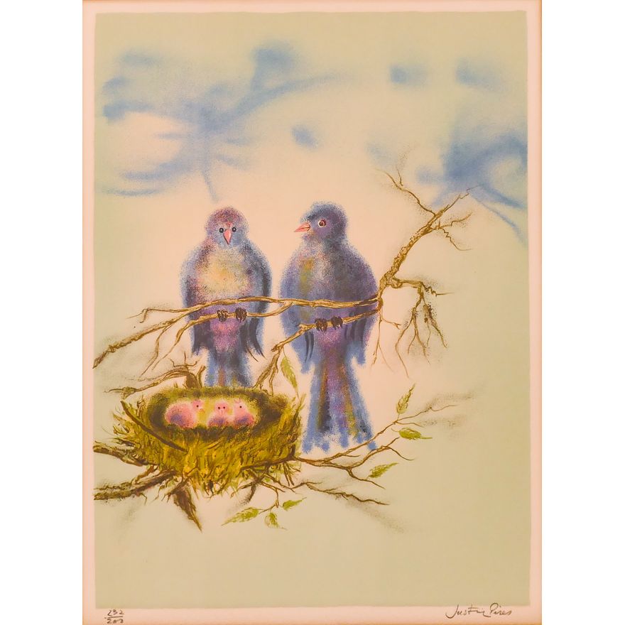 Justin Pires 'Birds' S/N Lithograph Framed- 27x21''