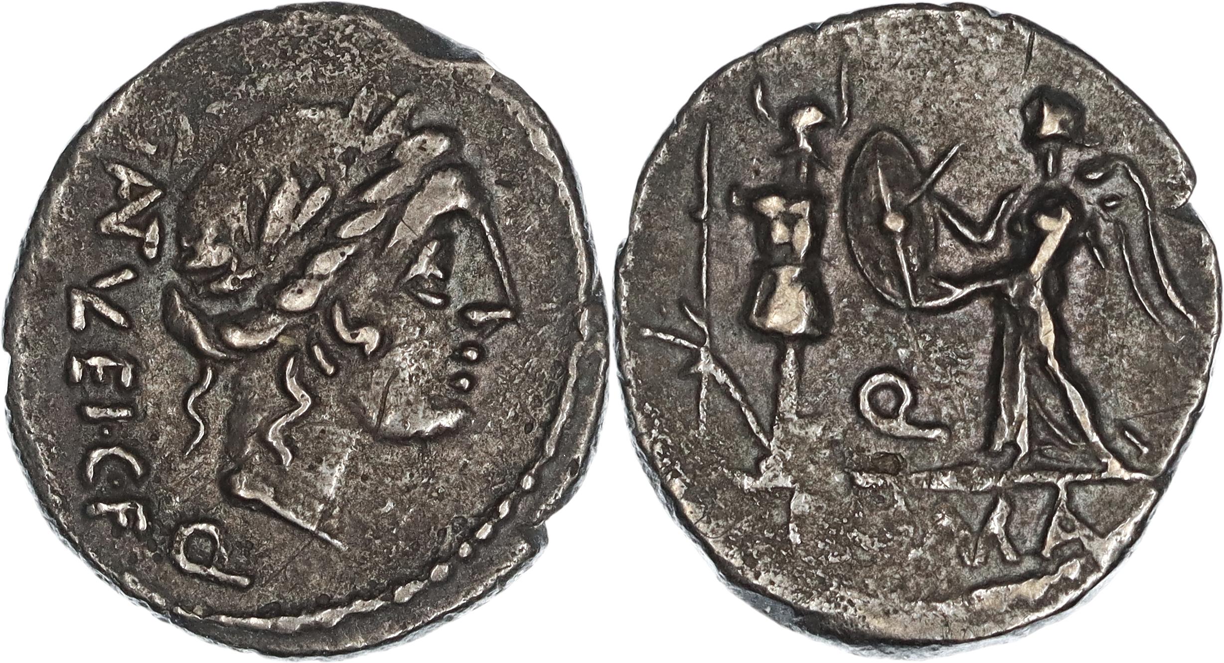 Roman Republic, C. Egnatuleius C.f., Silver Quinarius, 97 BC, nVF