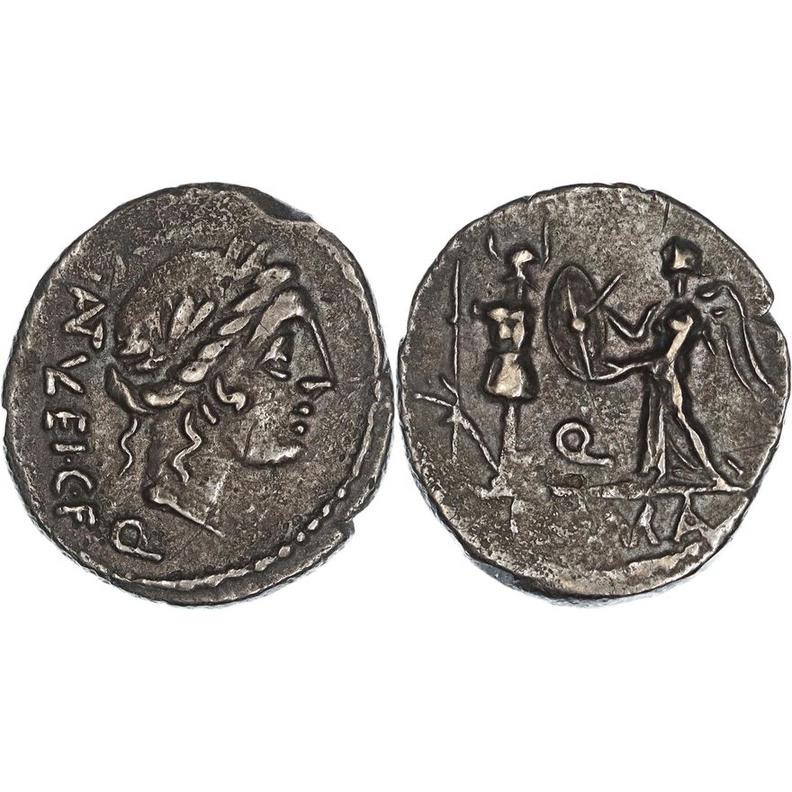 Roman Republic, C. Egnatuleius C.f., Silver Quinarius, 97 BC,  nVF