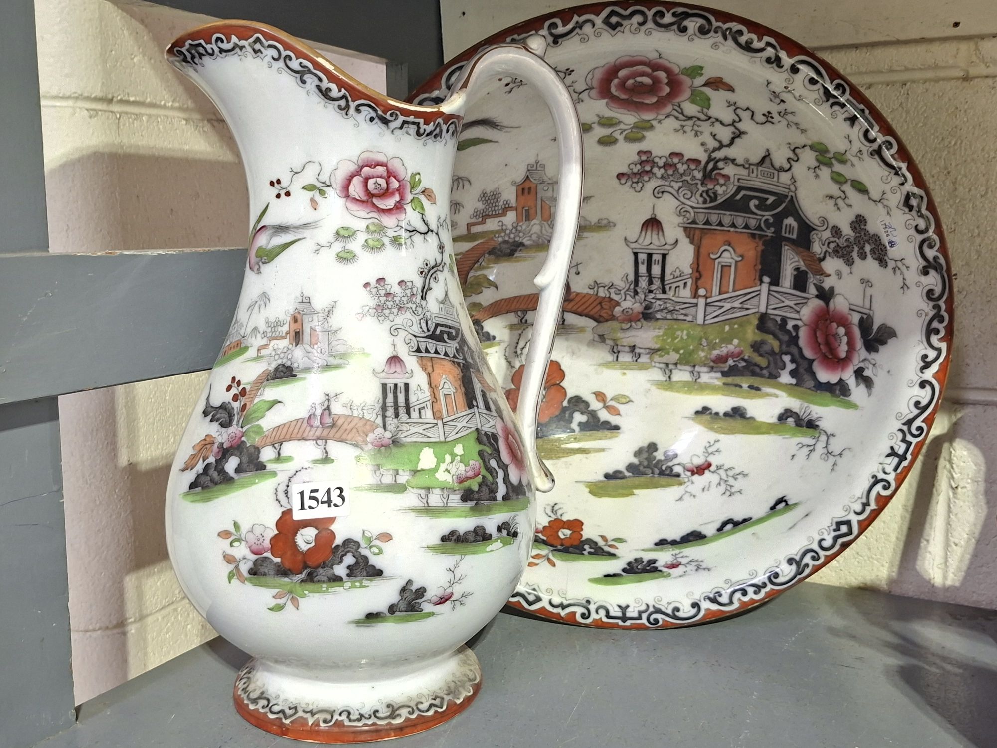 19th C. Ceramic Wash Jug And Bowl
