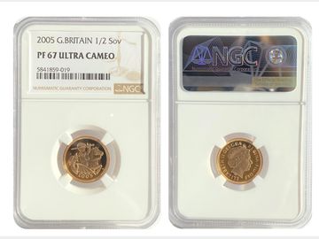 2005 GOLD PROOF HALF SOVEREIGN PF67 ULTRA CAMEO