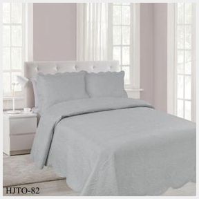 Legacy Leisure Embossed Scallop Quilt Sets Luxury Linen Light Grey Double |