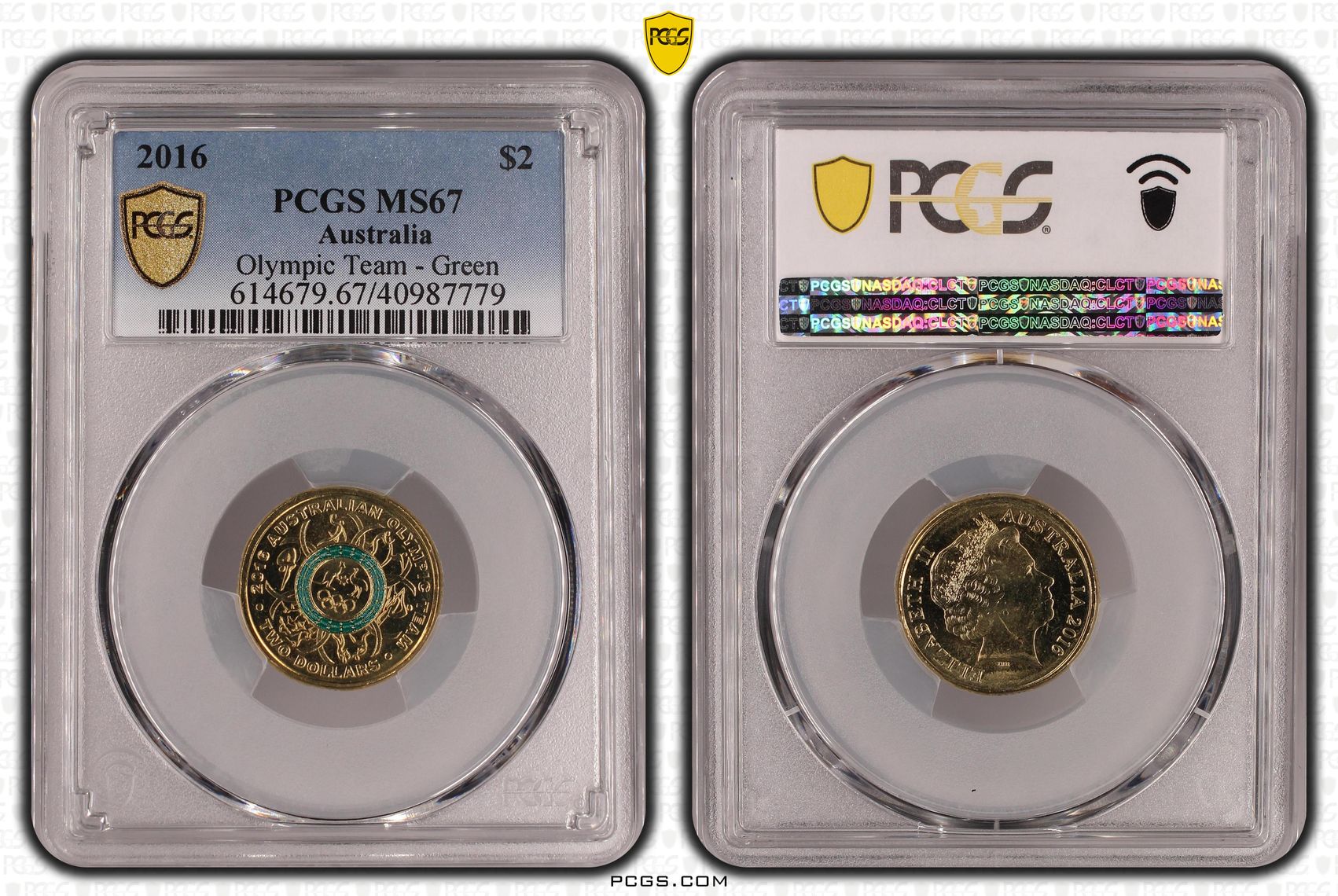 Olympic Team - Green Colorized, Two Dollar, 2016, PCGS MS67