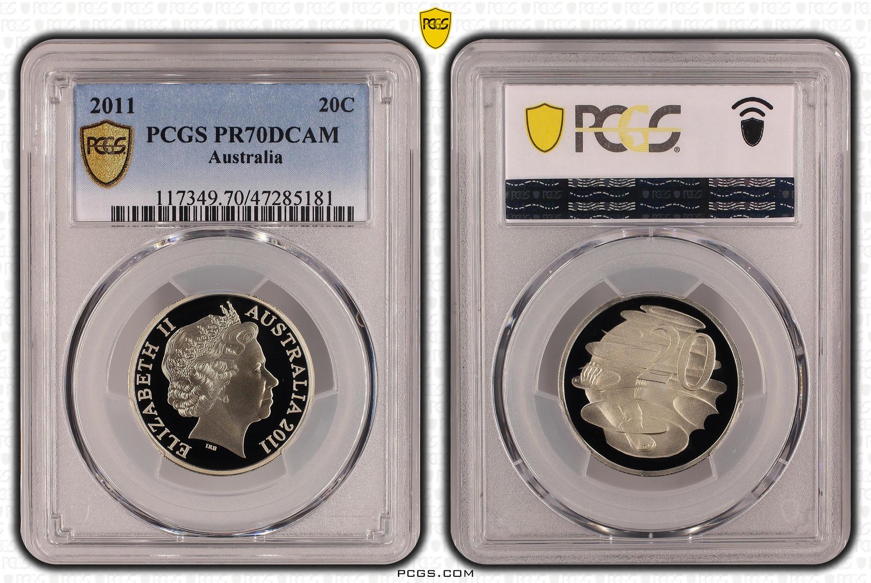 Elizabeth II, Pop 17/0, Twenty Cent, 2011, PCGS PR70DCAM