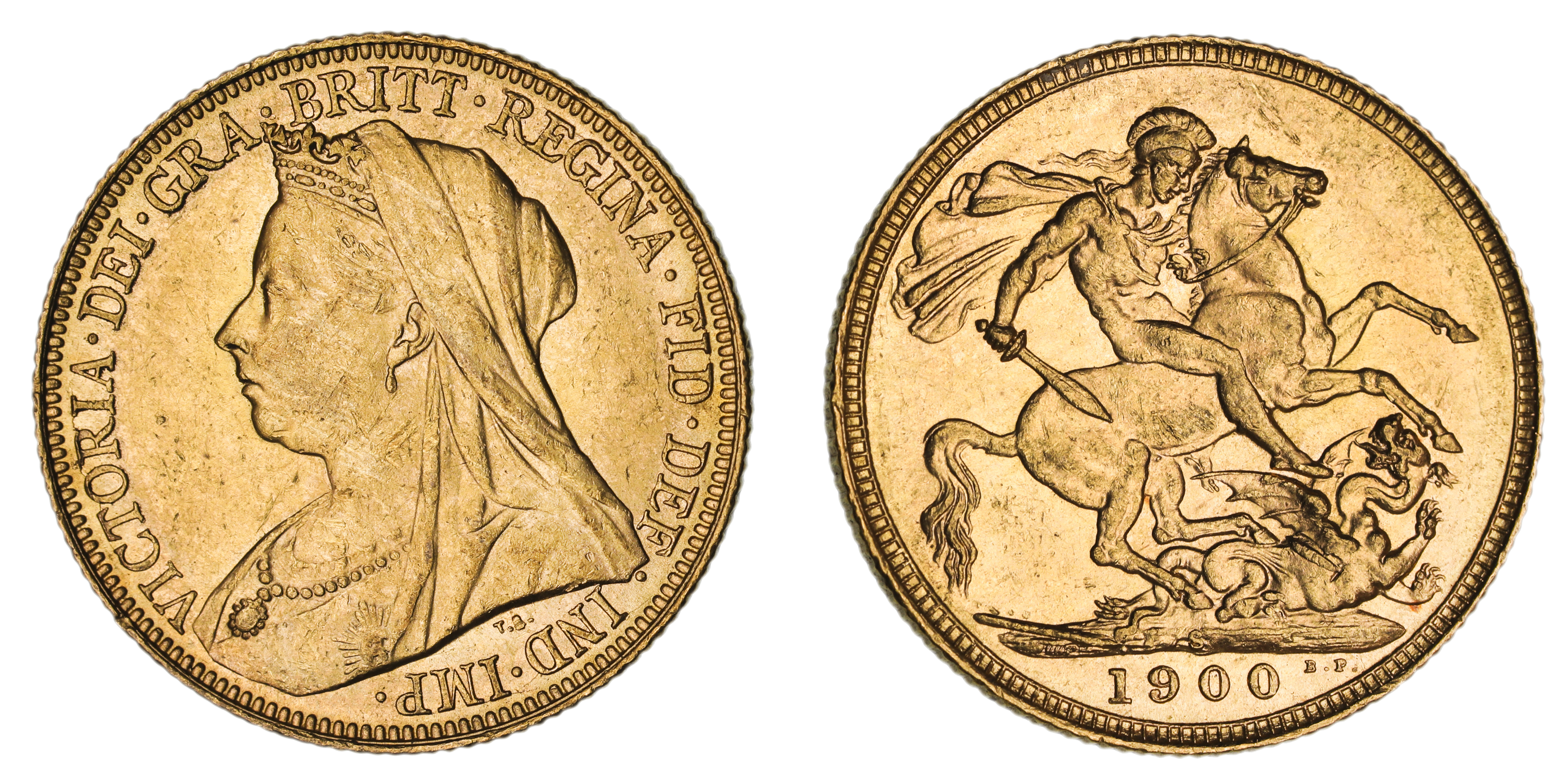 Victoria, St. George Reverse - Sydney Mint - Veiled, Sovereign, 1900, aUNC