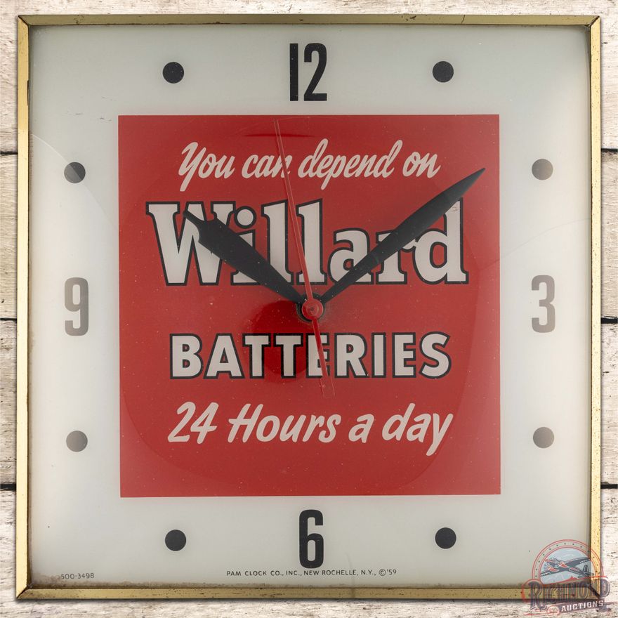 Willard Battery Lighted Pam Advertising Clock