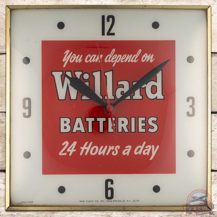 Willard Battery Lighted Pam Advertising Clock