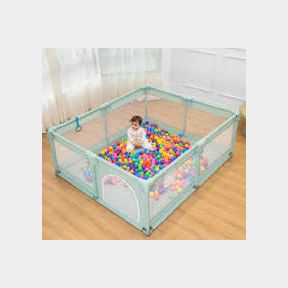 PORTABLE GREY BABY INFANT EXTRA LARGE PLAYPEN AND ALPHABET MAT SET
