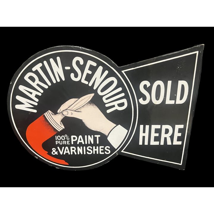Martin Senour Paint Varnishes Porcelain Flange Sign.