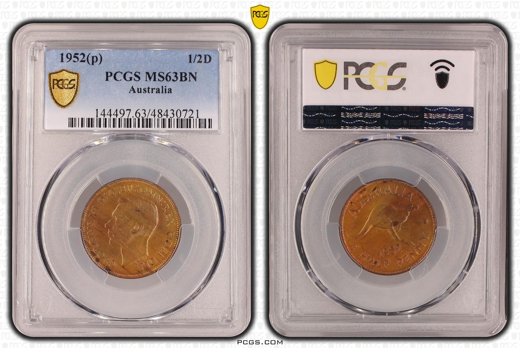 George VI, Halfpenny, 1952(p), PCGS MS63BN