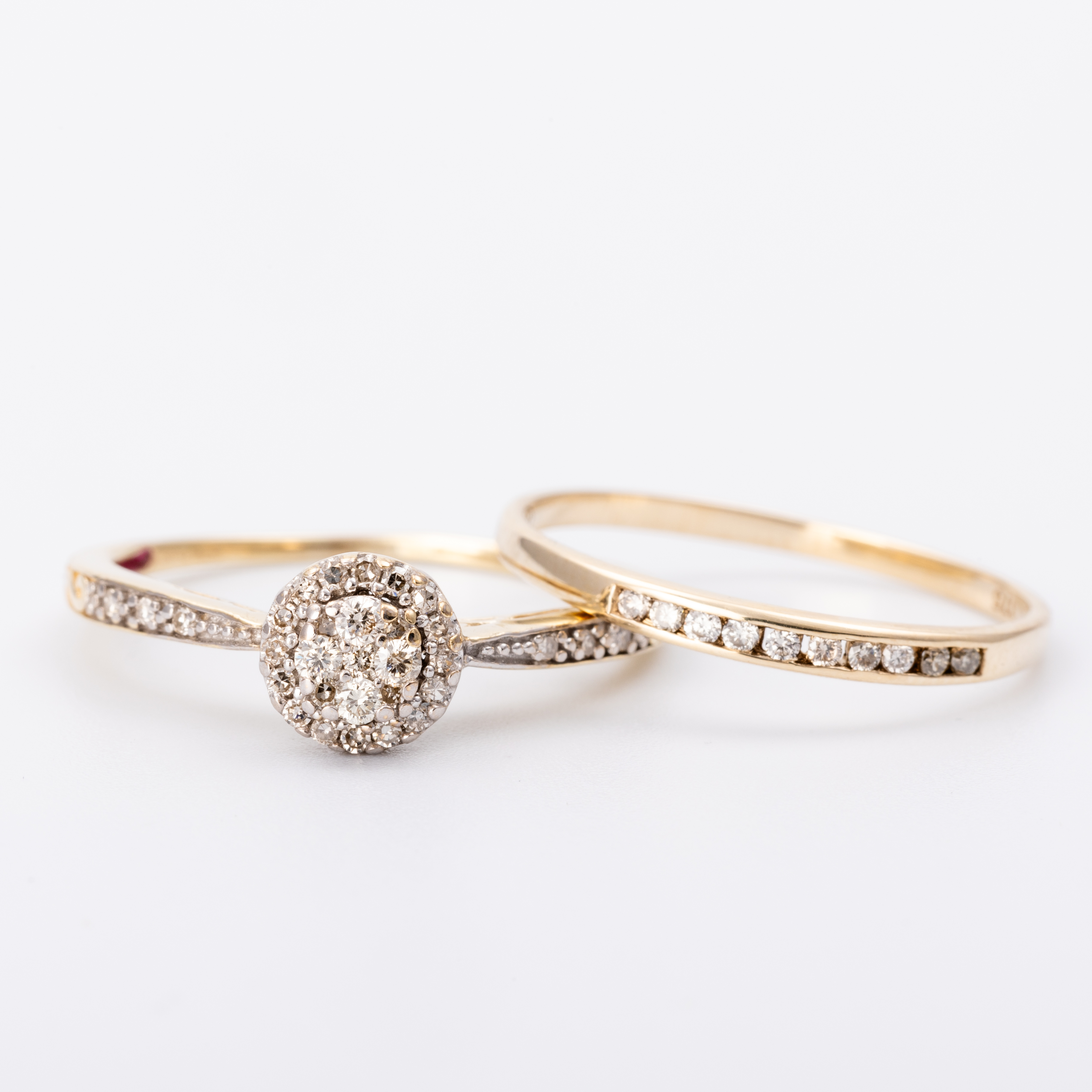 Diamond Two Ring Set 9ct Gold