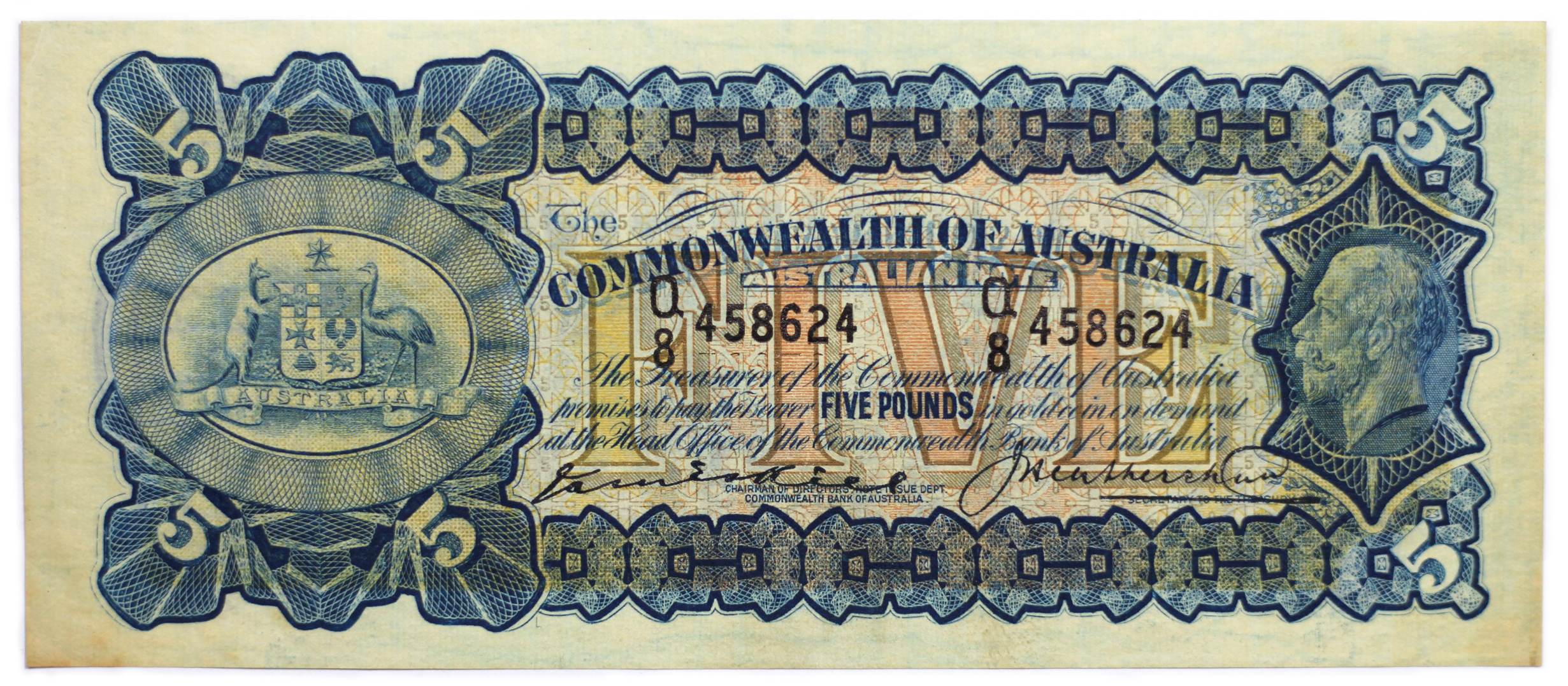 1903. · Riddle/Heathershaw, Five Pounds,  1927, Nearly Uncirculated