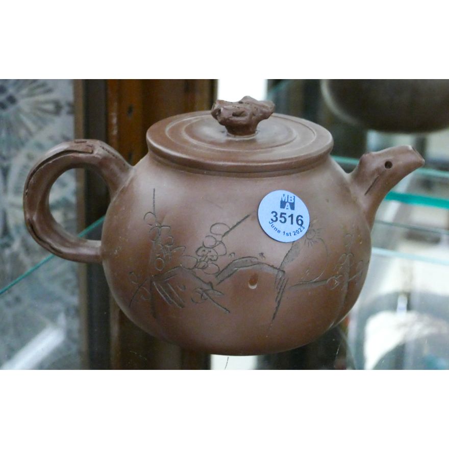 Old Chinese Decorated Yixing Teapot 6''