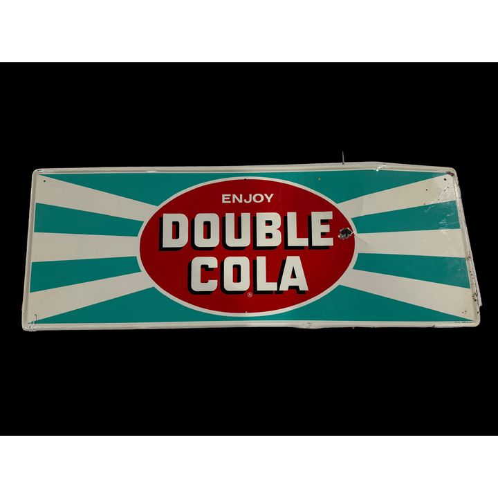 ENJOY DOUBLE COLA TIN METAL SODA SIGN