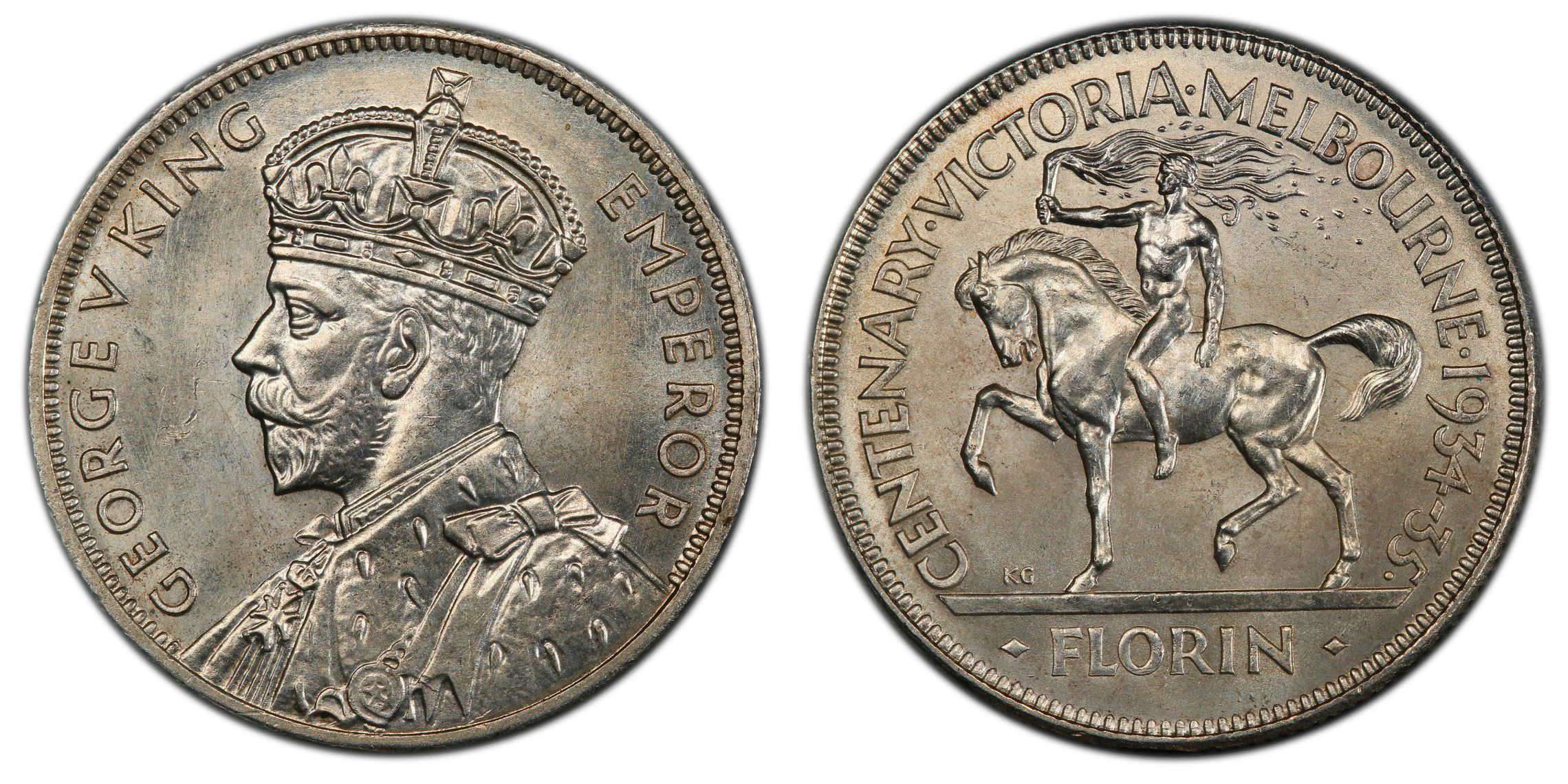 George V, Florin, 1934-35, PCGS MS65