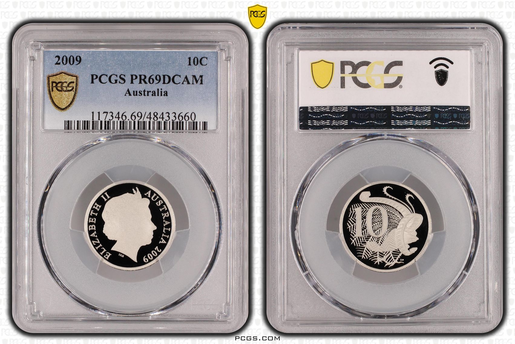 Elizabeth II, Ten Cent, 2009, PCGS PR69DCAM