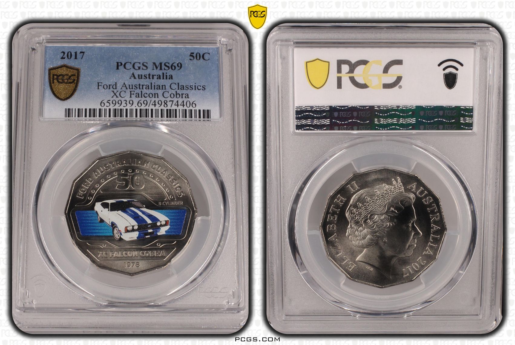 Ford Australian Classics - XC Falcon Cobra , Fifty Cent, 2017, PCGS MS69