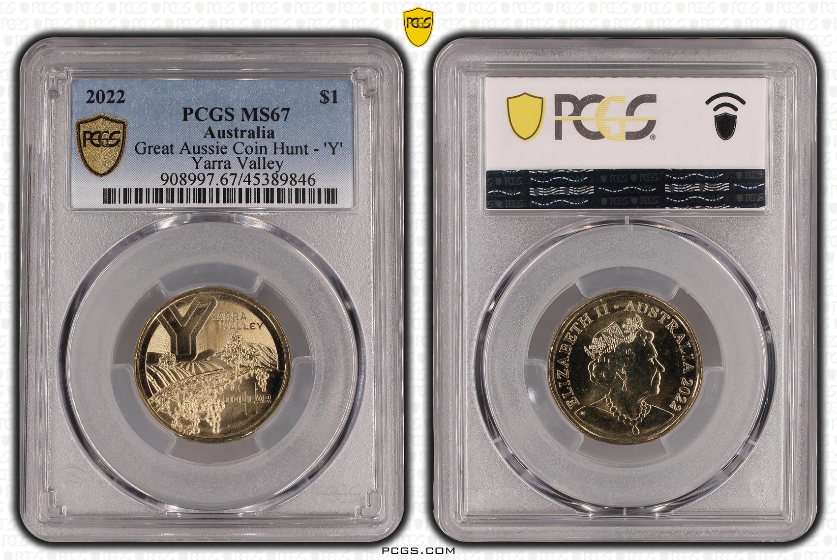 Elizabeth II, Letter:Y, One Dollar, 2022, PCGS MS 67