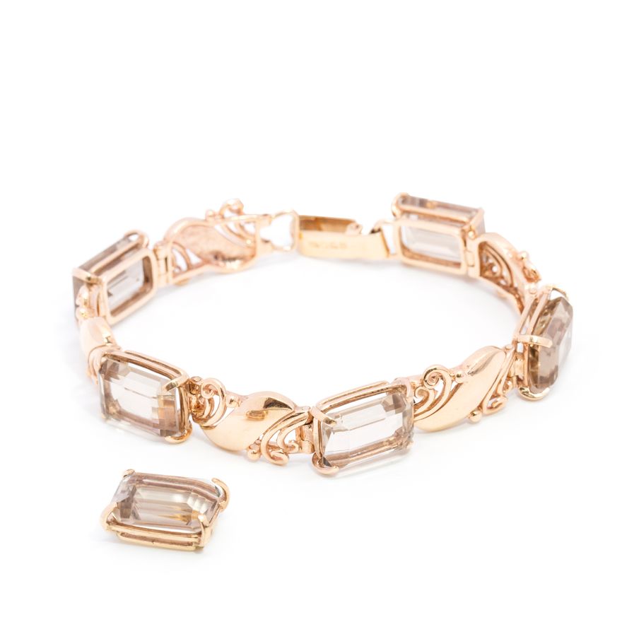 Smokey Quartz 9ct Gold Bracelet