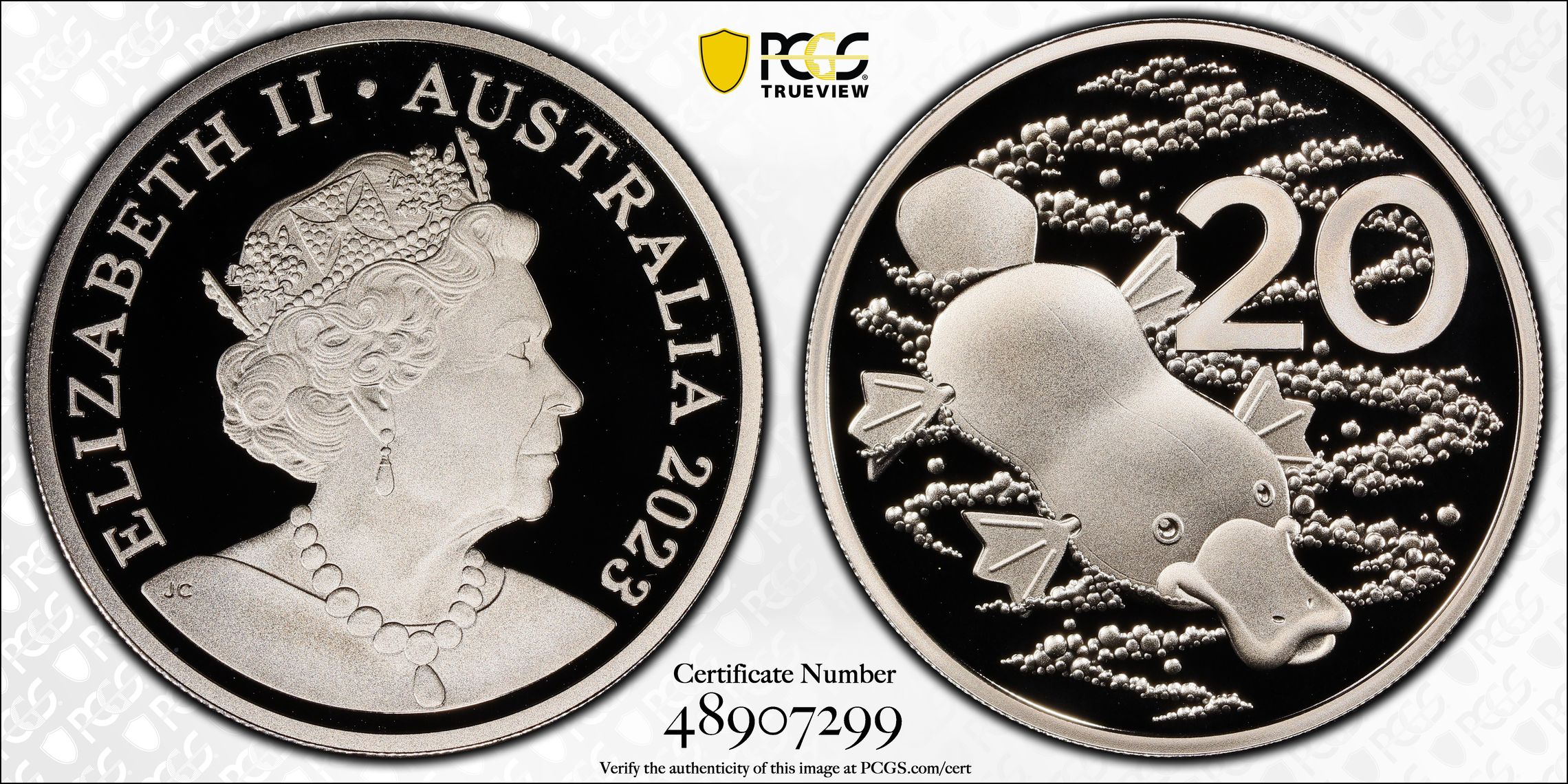 Elizabeth II, Wind Up Platypus - Baby Set, Twenty Cent, 2023, PCGS PR70DCAM