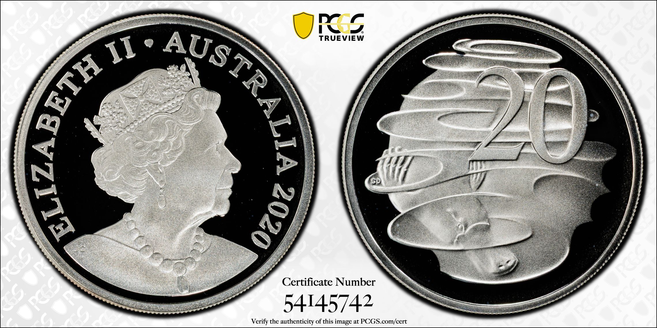 Silver, Twenty Cent, 2020, PCGS PR69DCAM
