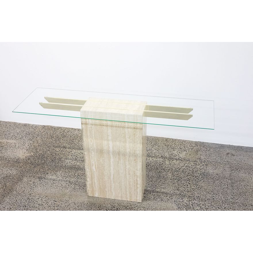 Ello Furniture - Vintage travertine marble console table