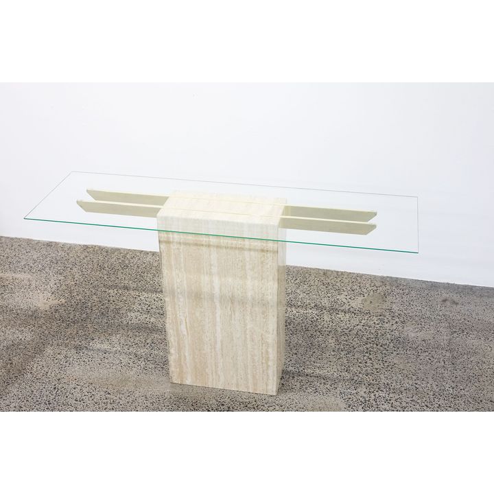 Ello Furniture - Vintage travertine marble console table