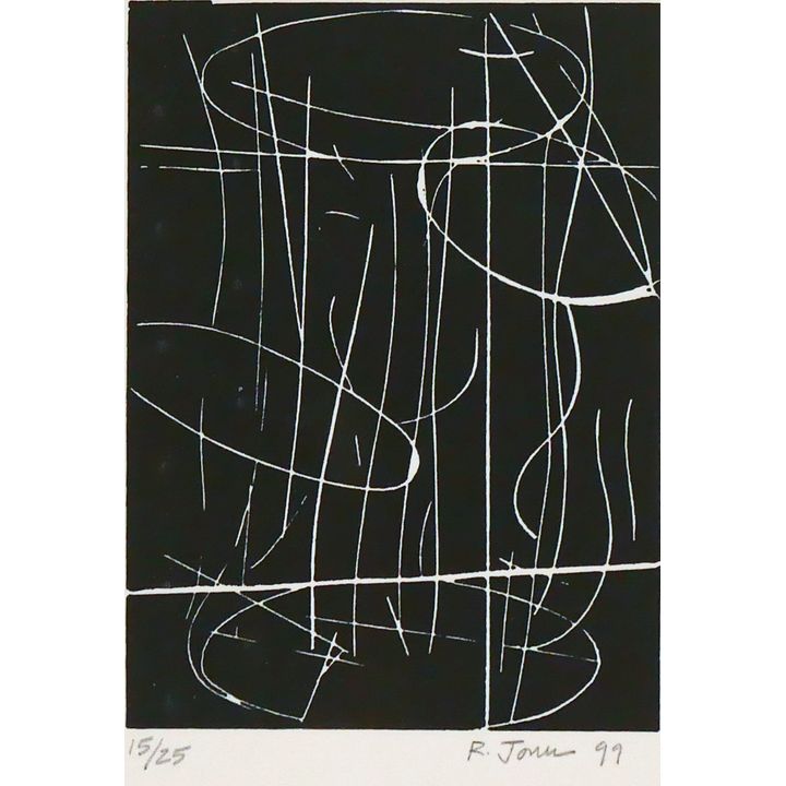 Robert Jones ''Lily'' 1999 Signed Linocut 11''x8.5''