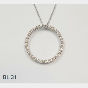 18CT WHITE GOLD CIRCLE OF LIFE DIAMOND PENDANT WITH CHAIN- 0.50CTS