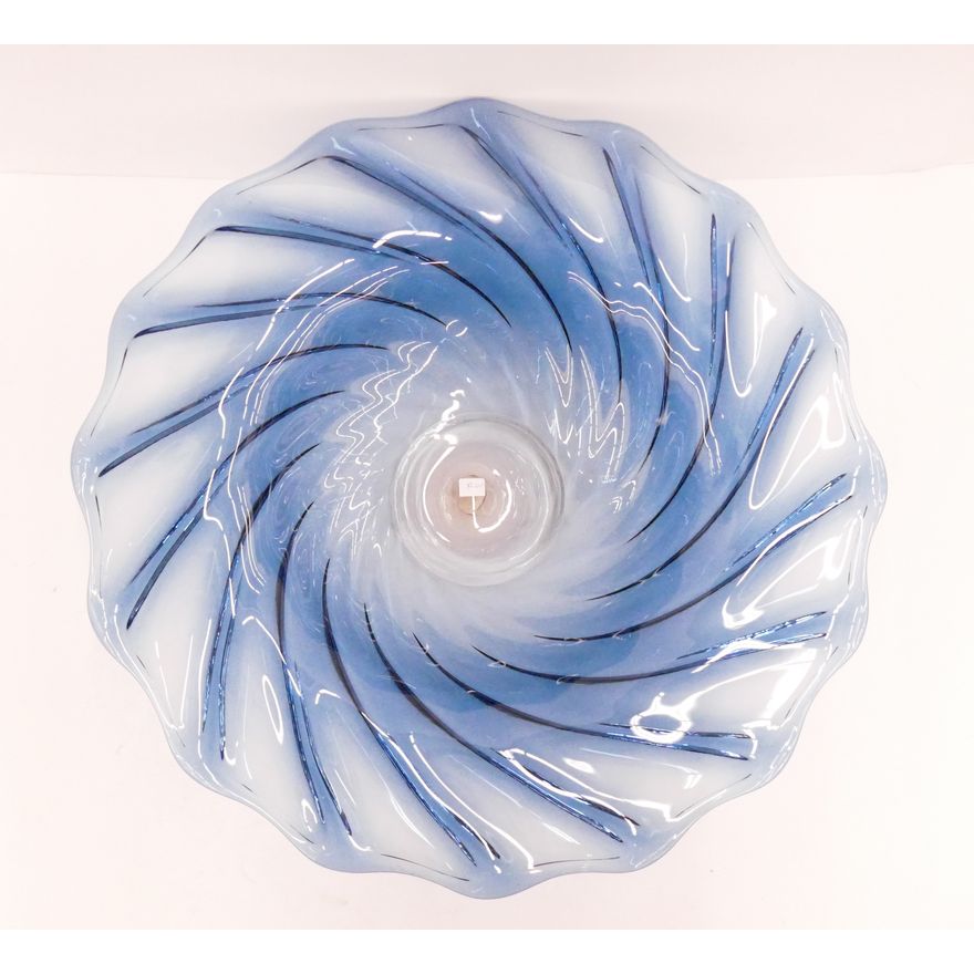 Artist Signed 2010 Blue Art Glass Bowl- 17'' Diameter- no damage
