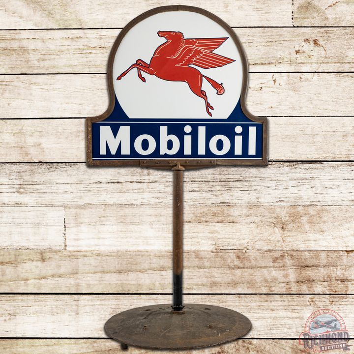 Mobiloil DSP Keyhole Shaped Curb Sign w/ Base - 9 & 8.9