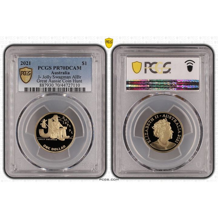 Elizabeth II, J- Jolly Swagman, One Dollar, 2021, PCGS PR 70DCAM