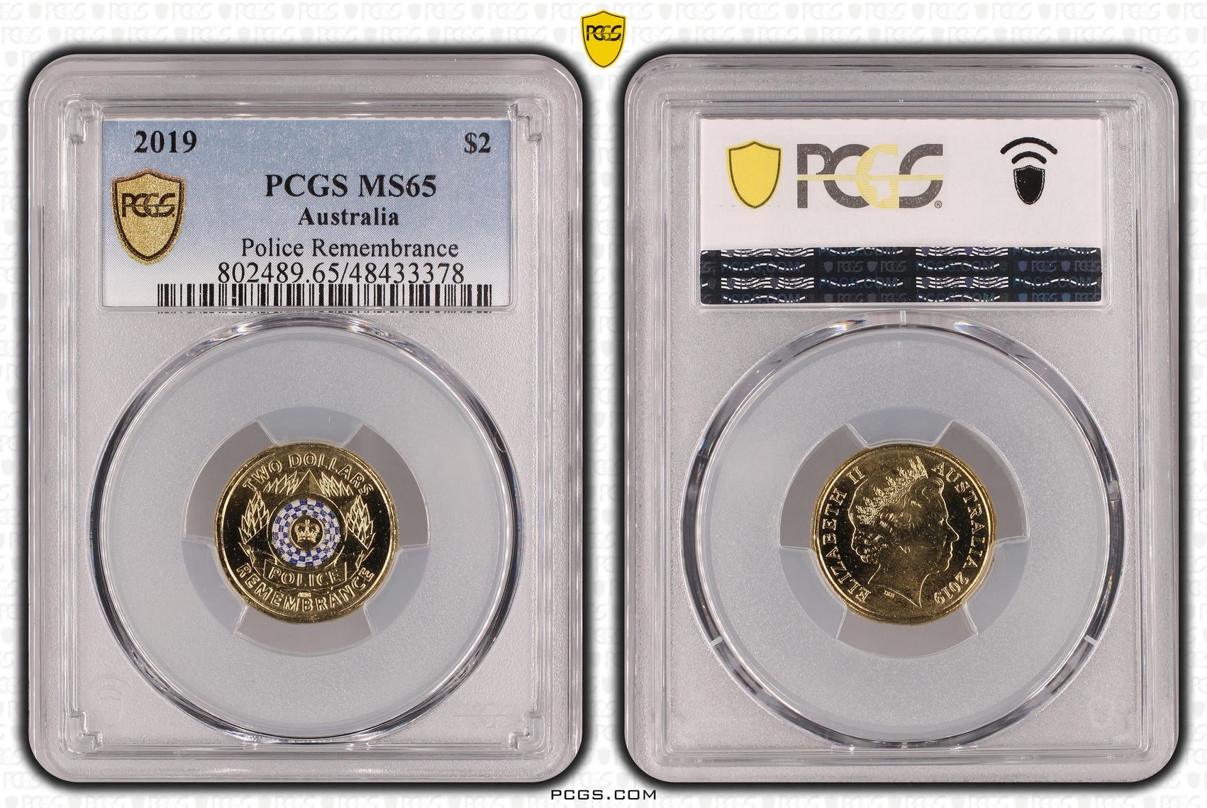 Elizabeth II, Police Remembrance Colorized, Two Dollar, 2019, PCGS MS65
