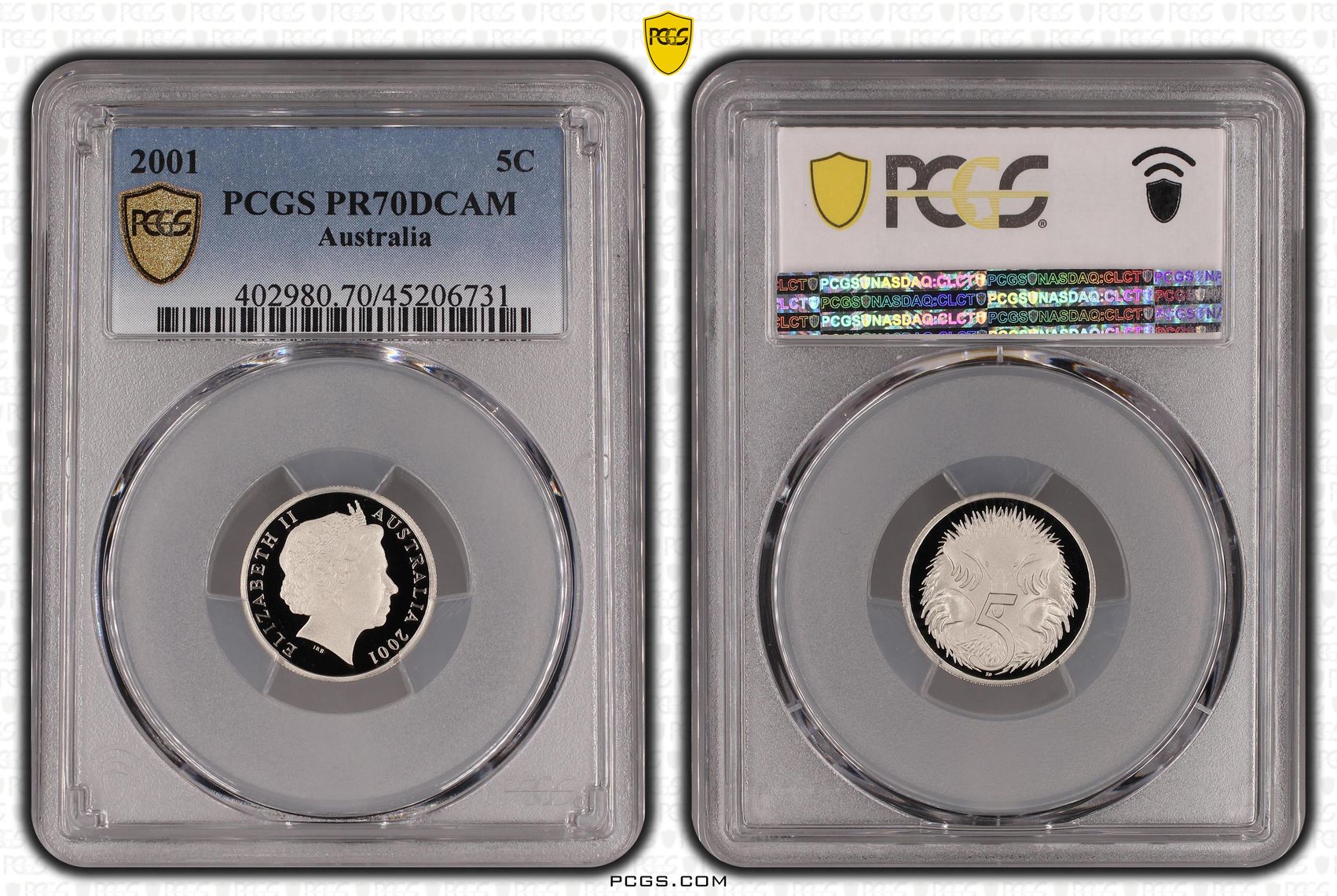 Elizabeth II, Five Cent, 2001, PCGS PR70DCAM