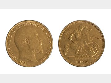 1902 EDWARD VII LONDON MINT GOLD HALF SOVEREIGN