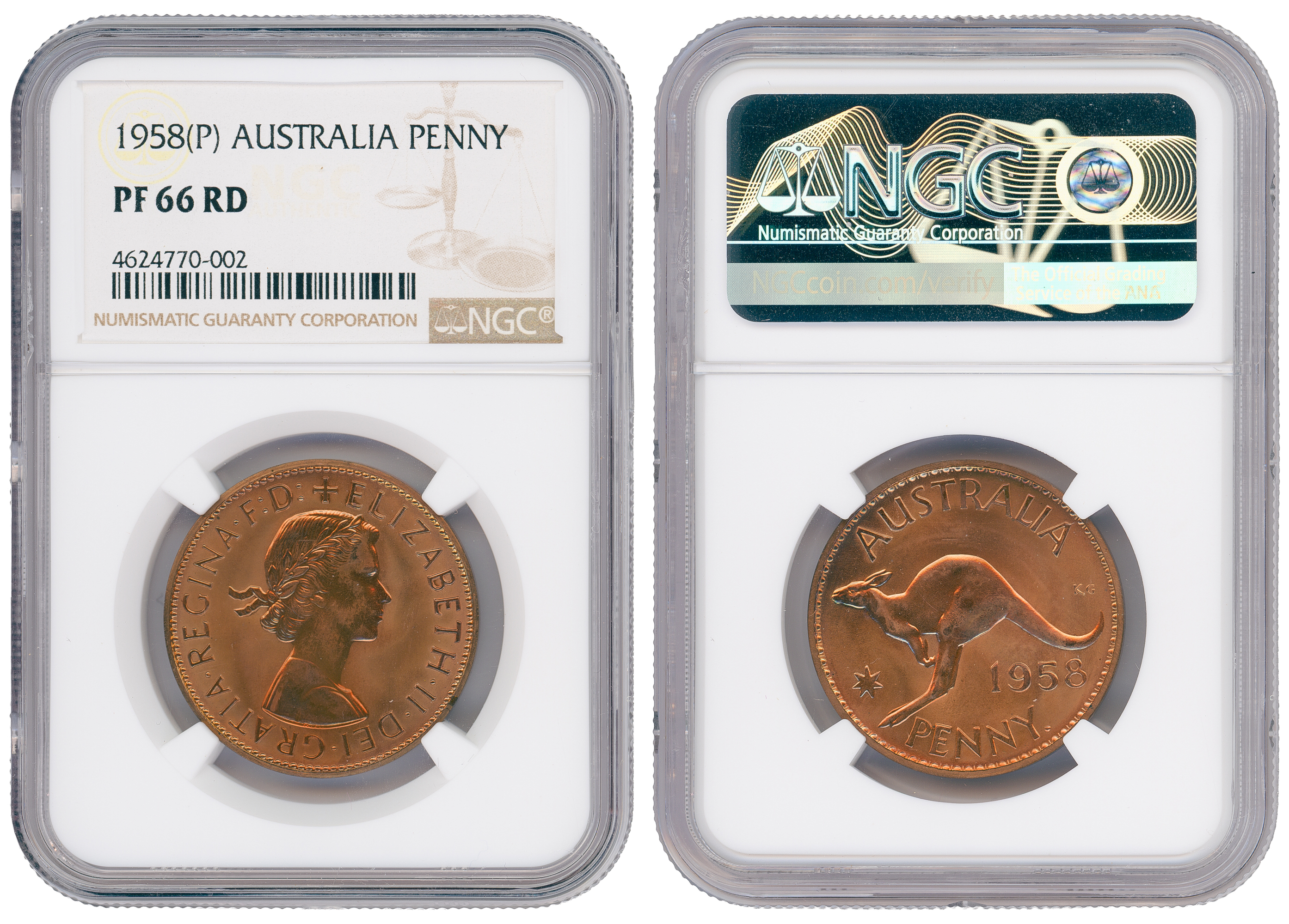 Elizabeth II, Penny, 1958-P, NGC PF66RD