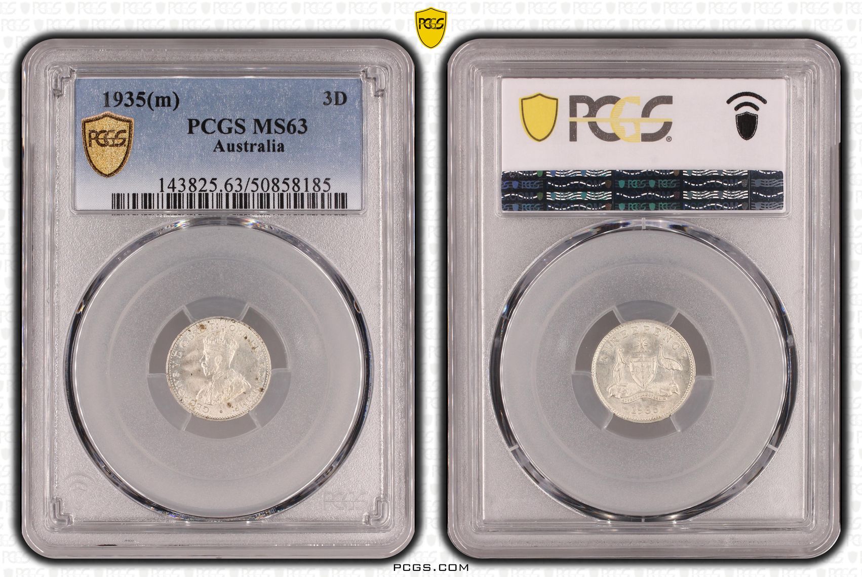 Threepence, 1935(m), PCGS MS63