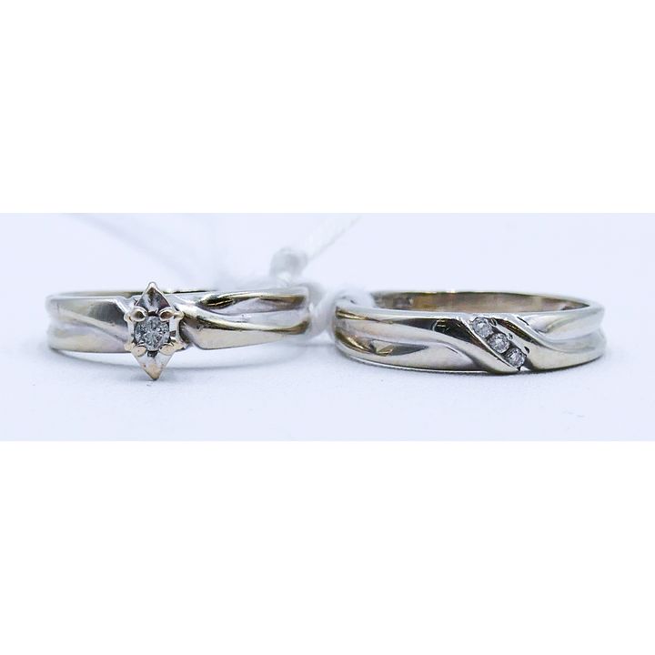 Ladies 10k Diamond White Gold Engagement Ring Set Size 5