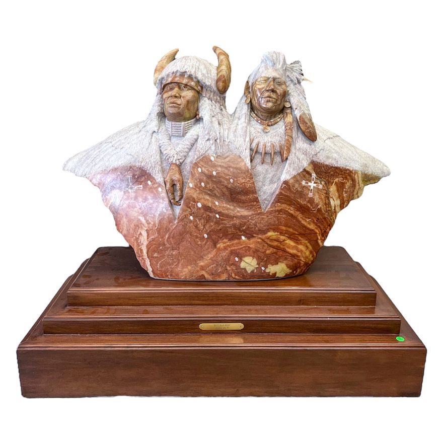 Oreland Joe ''Buffalo Men'' Alabaster Sculpture