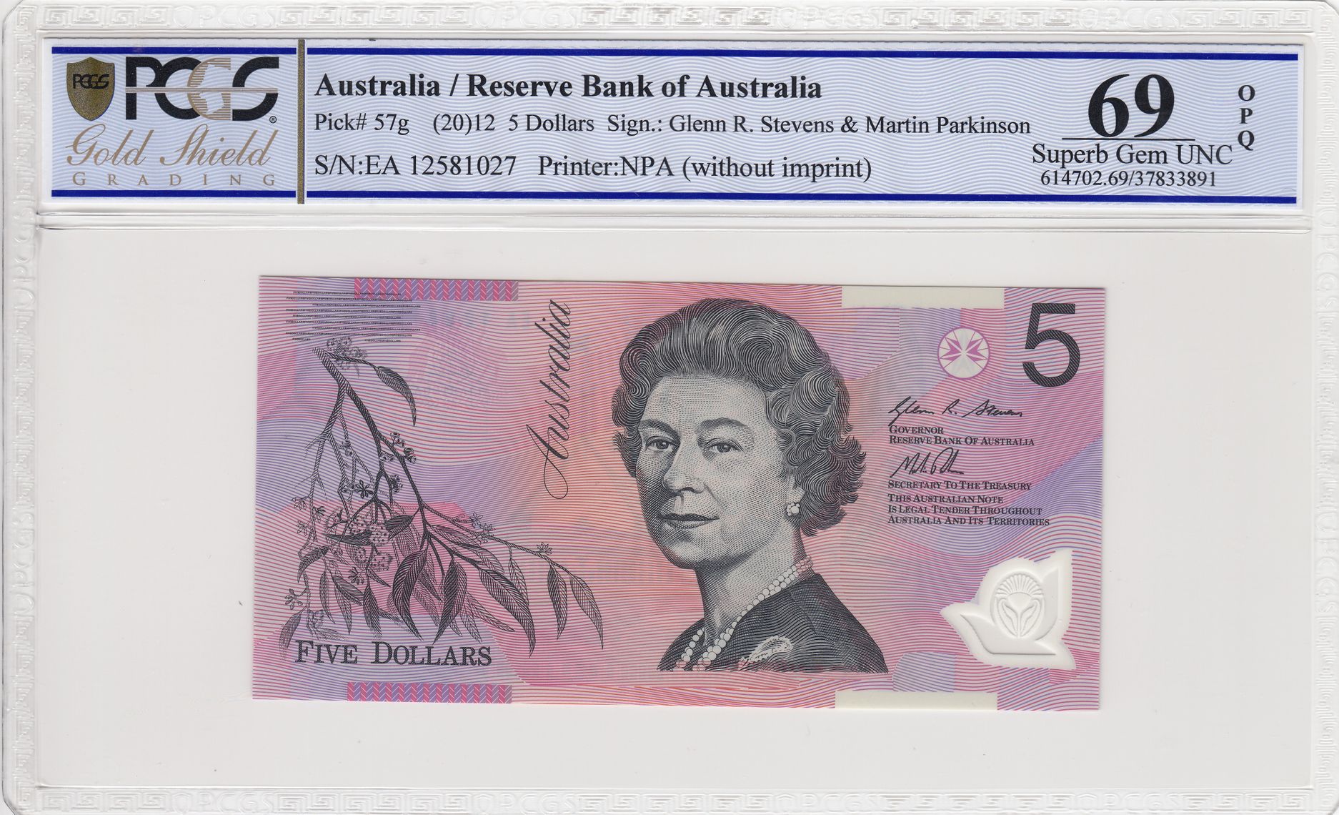 Stevens/Parkinson Last Year Prefix, Five Dollar, 2018, PCGS Superb Gem Unc 69 PPQ