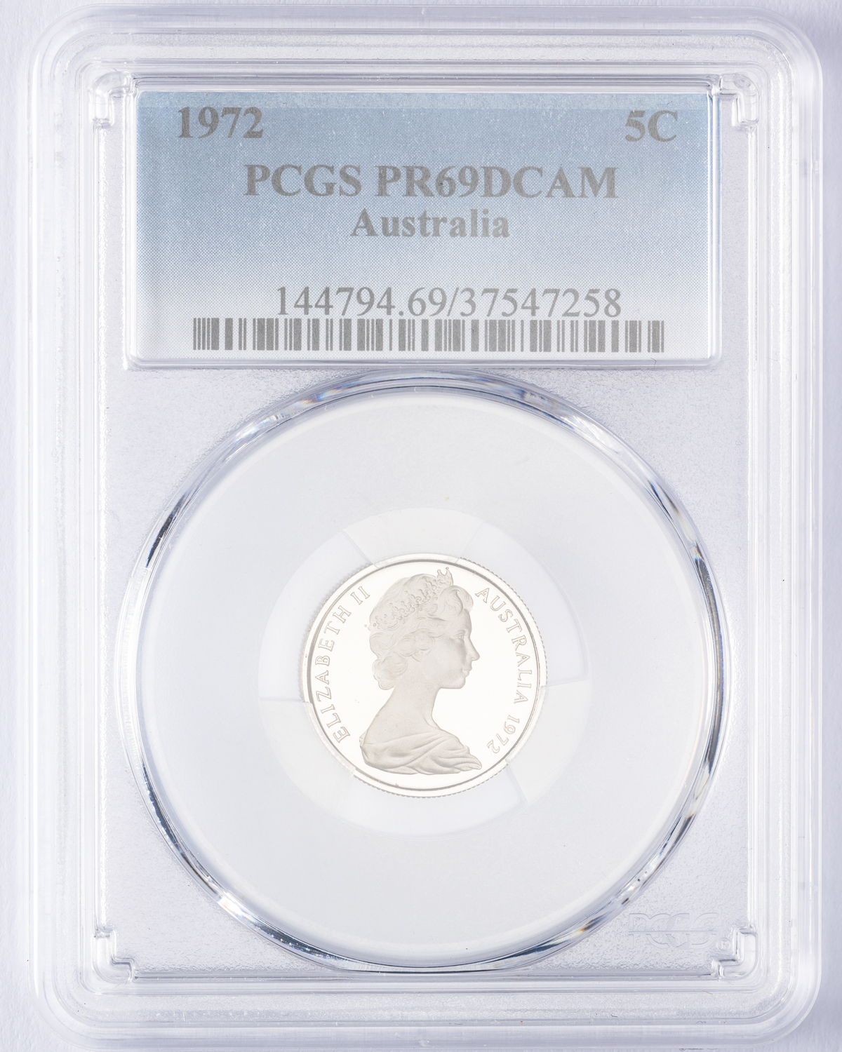Elizabeth II, Five Cent, 1972, PCGS PR69DCAM