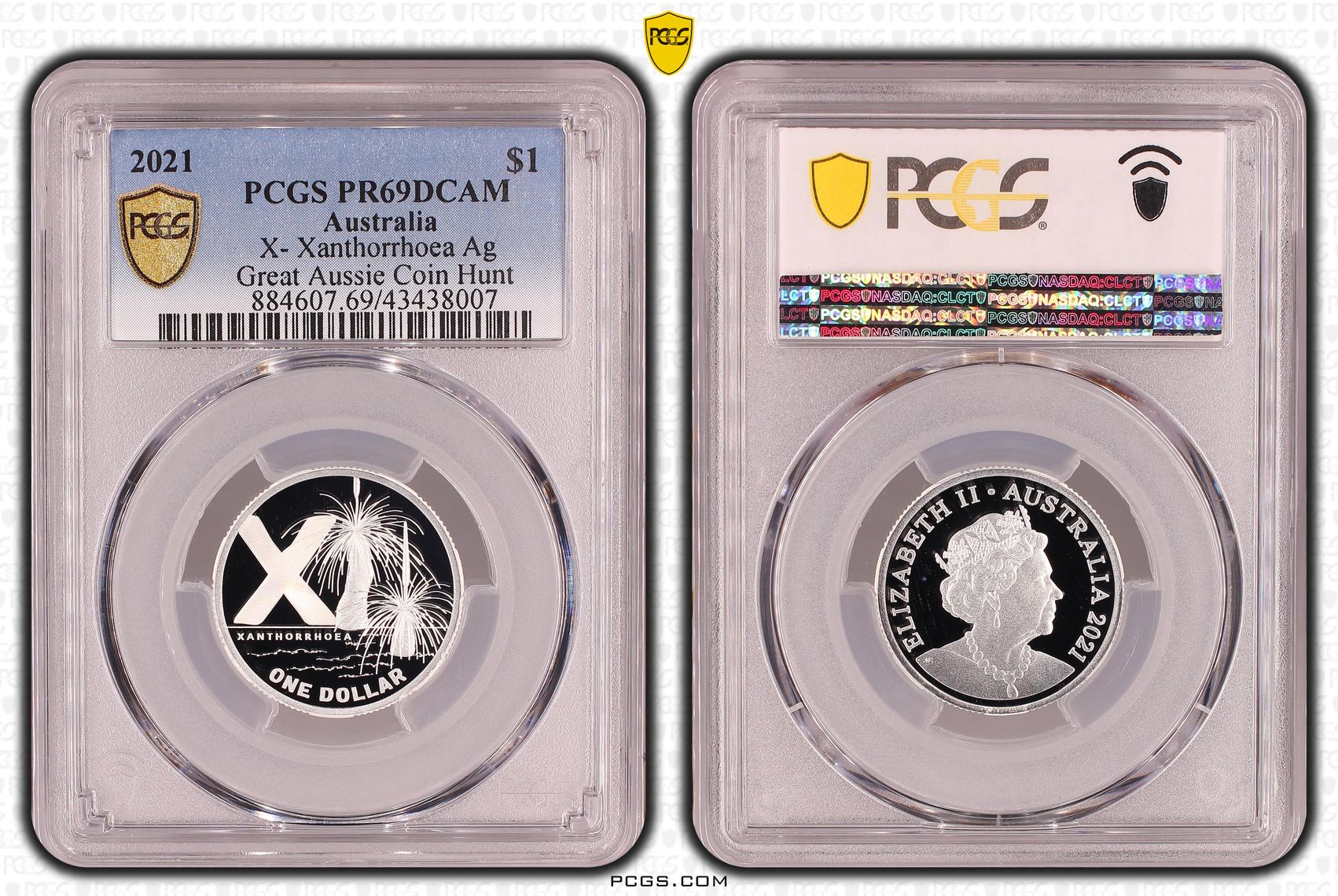 Elizabeth II, Silver, X- Xanthorrhoea, Great Aussie Coin Hunt, One Dollar, PR69DCAM , 2021 PCGS POP - 2/0