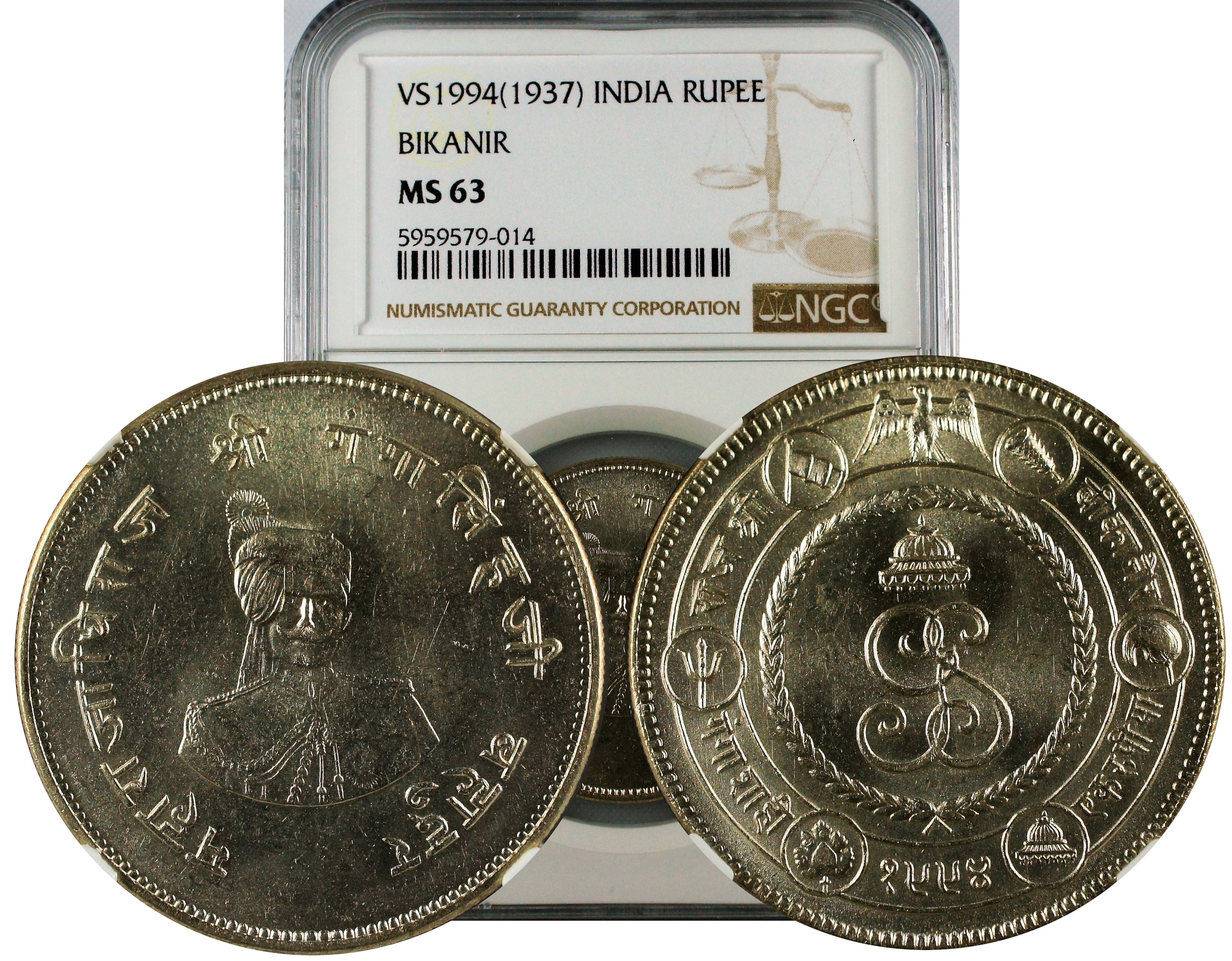 India Princely States Bikanir Ganga Singh Rupee NGC MS63