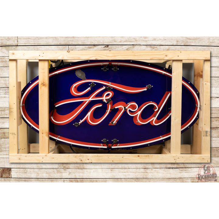 Ford Red Letter & Outline Single Sided Porcelain Neon Sign TAC 8.5