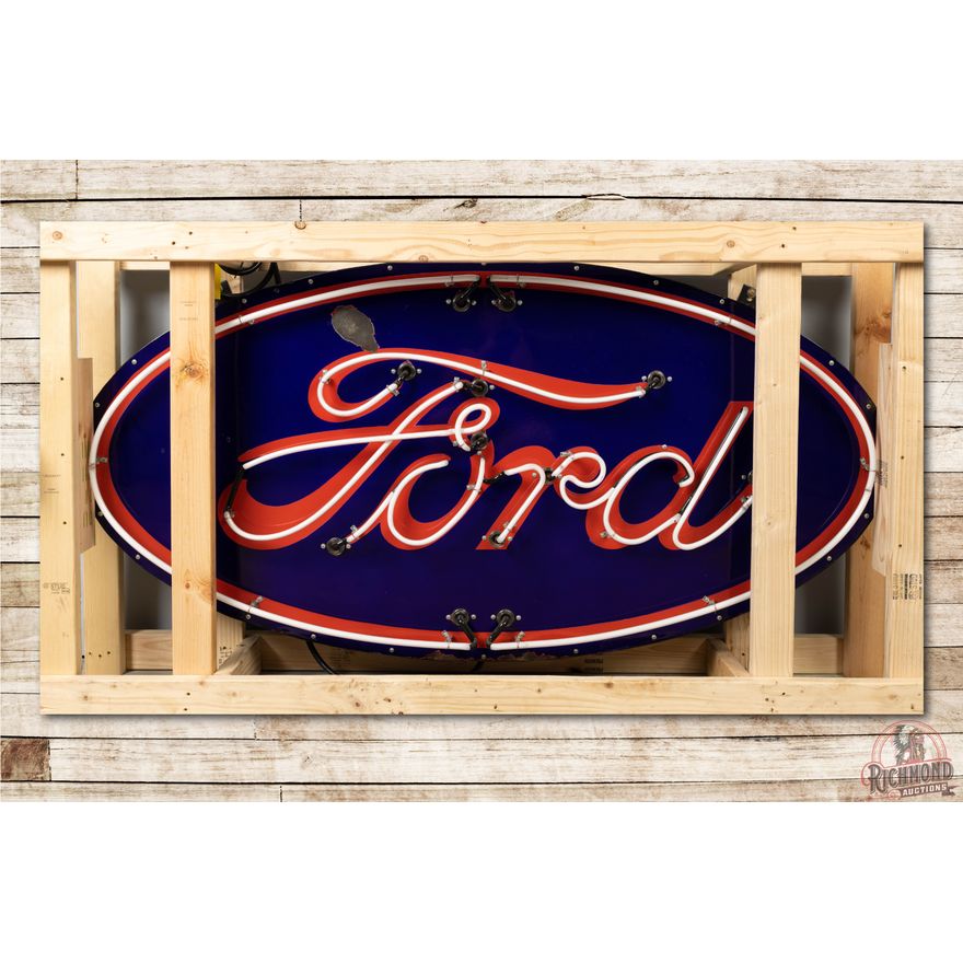 Ford Red Letter & Outline Single Sided Porcelain Neon Sign TAC 8.5