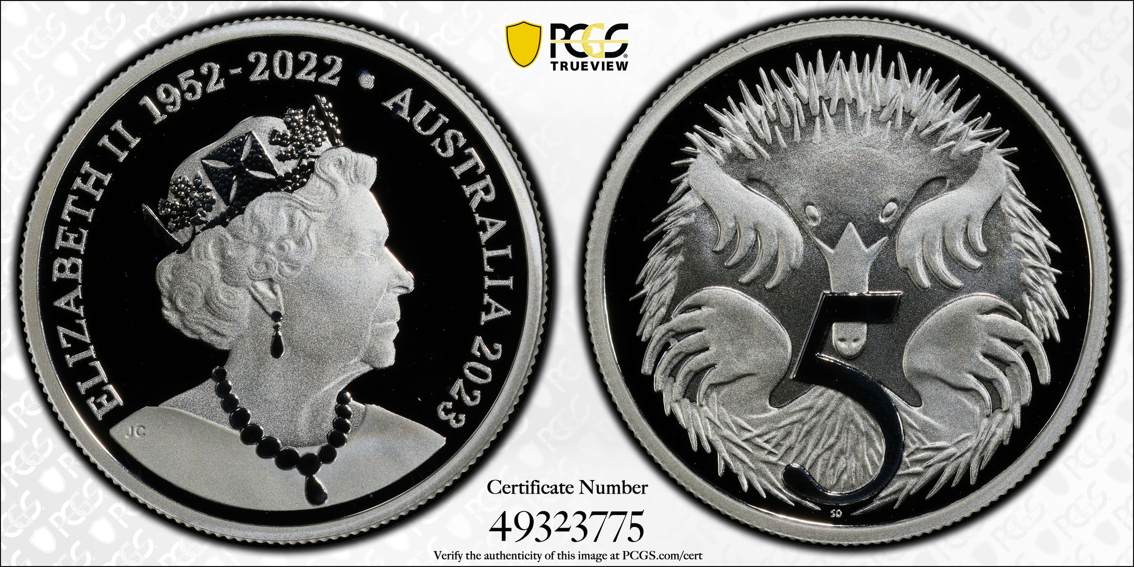 Queen Elizabeth II Memorial Silver POP 12/0, Five Cent, 2023, PCGS PR70DCAM