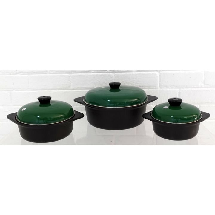 GRADUATED SET OF 3 PROCHEF CAST IRON POTS